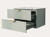 Modern 24-Inch Wall-Mounted Bathroom vanity with 2 Drawers, Green - Ideal for Small Bathrooms 35458387