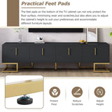 ON-TREND Modern TV Stand Metal Legs and Gold Handles for TVs Up to 80'', Media Console Table WF325614AAB