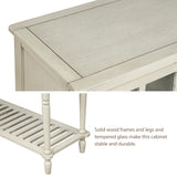 TREXM Sideboard Console Table with Bottom Shelf, Farmhouse Wood/Glass Buffet Storage Cabinet Living WF193444AAE