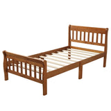 ZUN Wood Platform Bed Twin Bed Frame Panel Bed Mattress Foundation Sleigh Bed with WF192434AAL