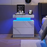 Nightstand LED Bedside Table Cabinet Lights Modern End Side with 2 Drawers for Bedroom W2178138739