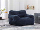 010-Soft Teddy Fabric Tufted Foam Bean Bag Chair With Teddy Fabric Dark Blue W52761254