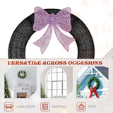 36in Pre-lit Outdoor Christmas Wreath Decoration, Lighted Metal Wreath with Purple Bow, Remote 65188732