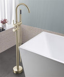 ZUN Floor Mount Bathtub Faucet Freestanding Tub Filler Brushed Gold Standing High Flow Shower Faucets 59626582