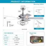 ZUN 52" Dual Wood 5-Blade Crystal Ceiling Fan with Remote W1592P154303