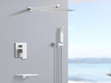 Rain Shower System Brushed Nickel Tub Shower Faucet Set 10 Inch Square Rainfall Shower Head with 65708130