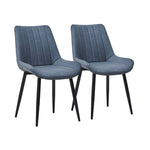 ZUN Faux Leather Dining Chairs set of 2, Metal Steel Frame, Blue 10918576