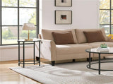 Round Metal and Glass Top Accent Table, Black 71502193