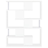 White and Chrome 5-Tier Geometric Bookcase B062P153839