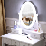 ZUN With Light Bulb Single Mirror 5 Drawer Dressing Table White 60709581