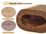 Handwoven Cat Cave House - Indoor Kitten Bed with Double-Sided Seasonal Mats, Sturdy Pet House for 91509379