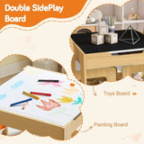 3-in-1 Kids Study Table & Chairs Set - Multi-Functional Activity Table with Detachable Blackboard 14667986