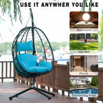 ZUN Egg Chair with Stand Indoor Outdoor Swing Chair Patio Wicker Hanging Egg Chair Hanging Basket Chair 30094924