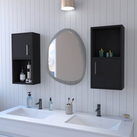 ZUN Sydney Black 2 Bathroom Medicine Cabinets with Open Shelf B062P175073