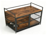 Furniture Style Dog Crate 360&deg Rotatable Adjustable Height Bowls, Heavy-Duty Metal Dog Kennel 84216259