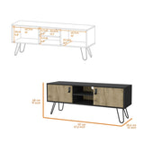 ZUN Kimball Hairpin Legs TV Rack, Media Unit with 2 Doors and Open Shelves B128P176179