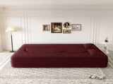 Modern Floor Sofa with 2 Pillows,Convertible Teddy Fabric Foam-Filled Sleeper Sofa Bed,15" Full Size 58553868