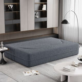 ZUN Modern Floor Sofa with 2 Pillows,Convertible Teddy Fabric Foam-Filled Sleeper Sofa Bed,15" Full Size W1885P190392