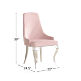 Set of 2 Velvet Upholstered Dining Chairs, Pink and Chrome B016P225434