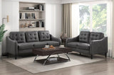 Gray Polished Microfiber Upholstered 1pc Loveseat Button Tufted Contoured Arms Solid Wood Frame B011P206271