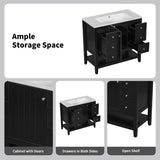 36" Bathroom Vanity without Sink, Cabinet Base Only, One Cabinet and three Drawers, Black WF306244AAB