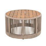 Outdoor Rattan rope & Acacia Wood Coffee Table - Patio Balcony Furniture for Garden, Yard, Balcony N770P298632B