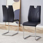 ZUN Black PU Dining Chair Set.Uniquely designed black dining chairs. PU material, paired with silver W2920P225019