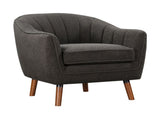 Mid-Century Modern Accent Chair 1pc Charcoal Hued Chenille Fabric Upholstered Channel Stitched Back B011P182508