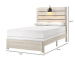 ZUN 1pc Rustic Style Butcher Block Finish Weathered Cream White Finish Full Size Bed w/ Lamp Wooden B011P231380