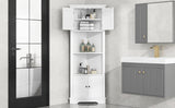 ZUN Tall Bathroom Storage Cabinet, Corner Cabinet with Doors and Adjustable Shelf, MDF Board, White WF318524AAK