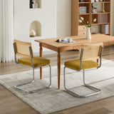 Mid Century Modern Dining Chairs Set of 2, Velvet Accent Chairs with Natural Cane Back & Stainless 97370969