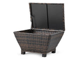 Outdoor PE Wicker Side Table with Storage, Small Patio Storage Bin Container for Hose Cushion Towel, 06931432