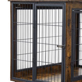 ZUN Furniture Dog Cage Crate with Double Doors, Rustic Brown, 38.58'' W x 25.2'' D x 27.17'' H 43985378