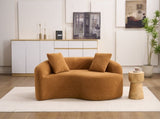 LY-042 S-Curved Chenille Sectional Sofa Dual-Depth , Orange, No Assembly, Compact W2231P329720