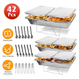 42-Piece Complete Disposable Chafing Dish Set - Includes 6 Half-Size Pans & Lids, 6 Full-Size Pans, 01111181