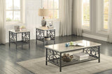 3-Piece Occasional Table Set Coffee Table and 2 End Tables Faux Marble Black Metal Finish Living B011P289731