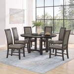 ZUN 1pc Transitional Round Table with Lazy Susan Dark Brown Finish Single Pedestal Wooden Dining Room B011P207874