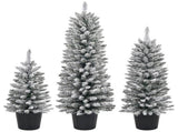 Set of 3 Pre-lit Xmas Trees with Pot Stands, 3/4/5 FT Snow Flocked Artificial Christmas Trees with 53610875