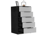 Dresser 42"H, 5 Drawer, Vertical Dresser, White / Smokey Oak B097133390