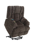 ZUN ACME Pacay Power Recliner w/Lift, Heating & Massage, Brown Velvet LV02998