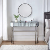 39" Mirrored Makeup Vanity Table with Stainless Steel Base, Mirrored Console Dressing Table with 2 N704P171796N