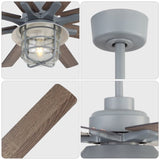 52-Inch Large Ceiling Fan With 8 Plywood Walnuted Blades,Quiet DC Motor,Glass Lampshade,3 W934P359532