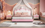 Full size Upholstered Princess Bed With Crown Headboard,Full Size Platform Bed with Headboard and N733P180808H