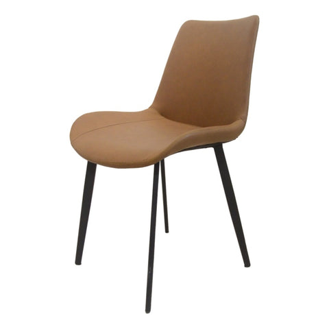 ZUN Brown PU Leather Dining Chair with Metal Legs, Modern Upholstered Chair Set of 2 for Kitchen, W2236139023