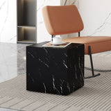 ZUN 15.7*15.7*15.7 Inch Black Marble Texture MDF Coffee Table - Luxurious Design, Perfect Living Room W1151P227822