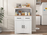 Wooden Kitchen Cabinet White Pantry Storage Microwave Cabinet with Storage Drawer W40953988