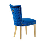 Eva 2 Piece Gold Legs Dining Chairs Finished with Velvet Fabric in Blue B00960892