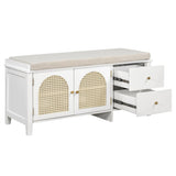TREXM Shoe Storage Bench, Vintage Shoe Bench with Storage and Cushion, Shoe Bench with Drawers and N715P245263K