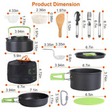 16Pcs Camping Cooking Ware Set Camping Stove Cookware Kit Aluminum Pot Pan Kettle Set with Bowls 99108399