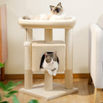 ZUN Modern Small Cat Tree Cat Tower with Sisal Scratching Post, Cozy Condo, Top Perch and Dangling Ball 72733337